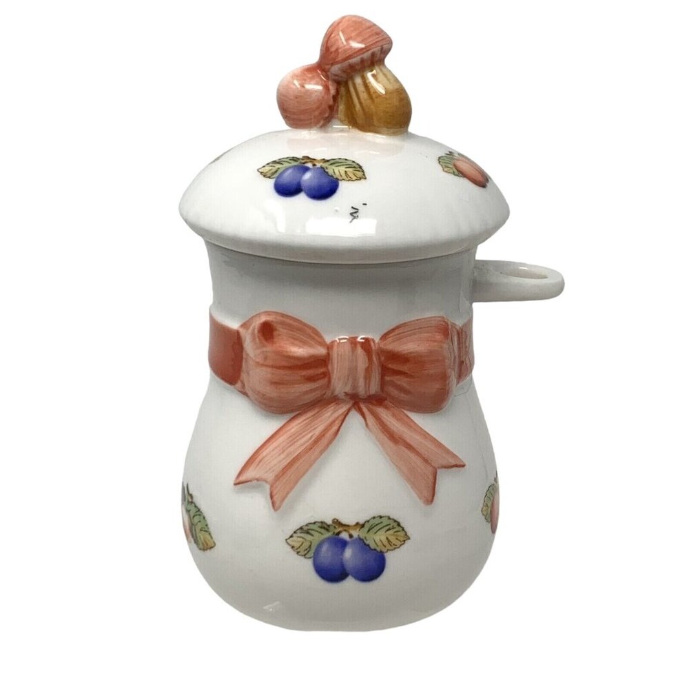 Chulkiart Jelly Jam Jar Mushroom Lid Fruit Design Ceramic Honey Jar Sugar Bowl